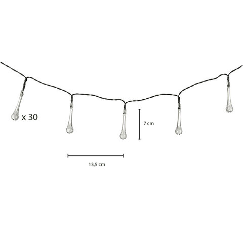 Lampki solarne ogrodowe sople 6,5m 30LED zimny biały