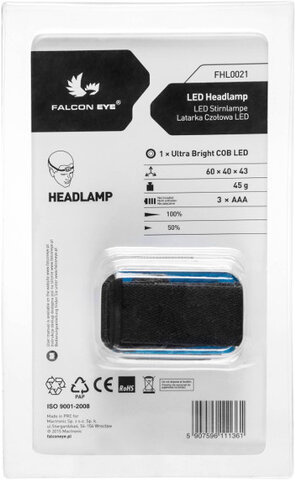 Latarka czołowa Falcon Eye Blaze FHL0021 + 4x baterie alkaliczne everActive Pro Alkaline LR03 AAA
