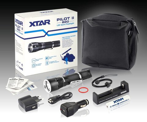 Latarka diodowa Xtar B20 Pilot II - zestaw z akumulatorem i ładowarkami