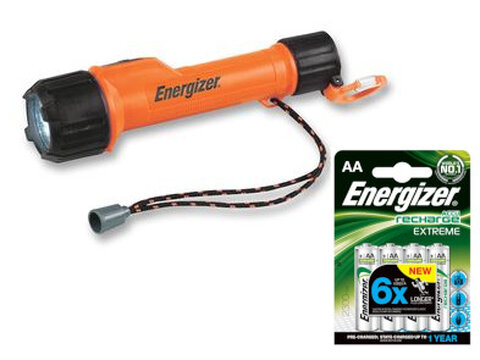 Latarka ręczna Energizer Atex 2AA + 4x akumulatorki Energizer Extreme R6 AA Ni-MH 2300 mAh