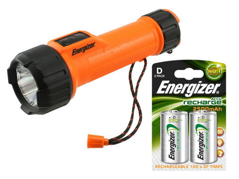 Latarka ręczna Energizer Atex 2D + 2x akumulator Energizer R20 D Ni-MH 2500 mAh