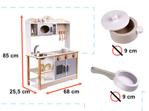 LULILO Kuchnia drewniana dla dzieci MDF KUKETO akcesoria 85cm