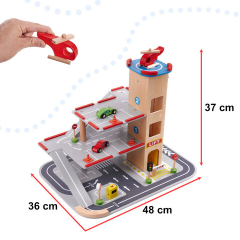 Drewniany parking / garaż piętrowy montessori LULILO