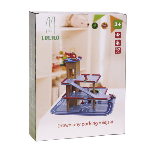 Drewniany parking / garaż piętrowy montessori LULILO