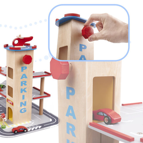 Drewniany parking / garaż piętrowy montessori LULILO