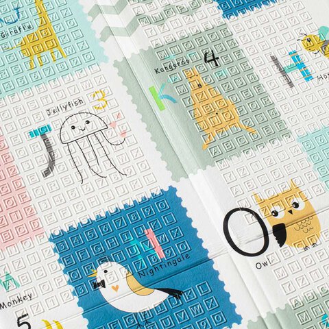 Mata edukacyjna piankowa dwustronna składana słonie alfabet 180 x 200 x 1 cm