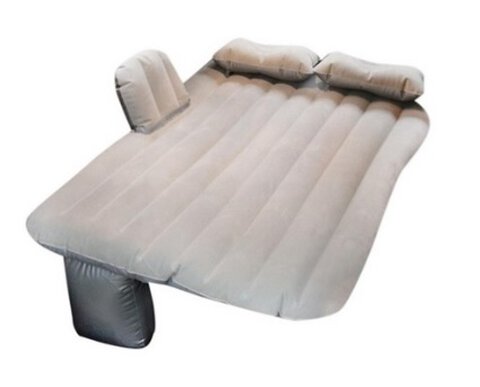 Welurowy materac dmuchany, łóżko samochodowe z pompką szary 80cm x 130cm