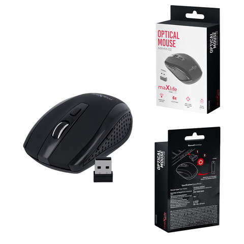 Maxlife Home Office mysz optyczna bezprzewodowa MXHM-02 800/1200/1600 DPI czarna