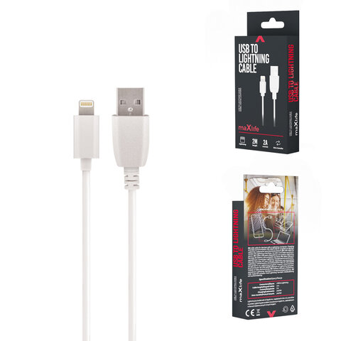 Maxlife kabel USB - Lightning 2,0 m 2A biały