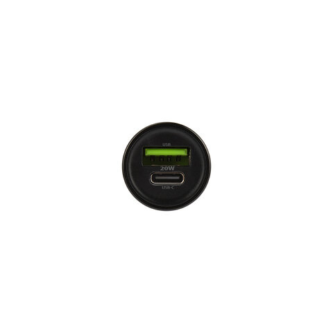 Maxlife ładowarka samochodowa PD QC MXCC-04 1x USB-C 1x USB 20W czarna + kabel USB-C - Lightning 27W