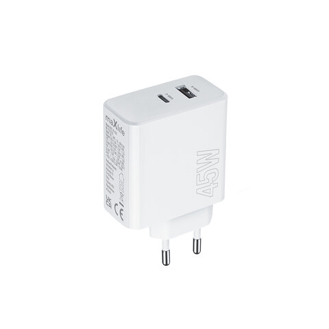 Maxlife ładowarka sieciowa PD QC MXTC-07-45AC 1x USB-C 1x USB 45W biała
