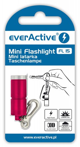 Mini latarka diodowa / brelok everActive FL-15 czerwona
