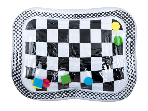 Nadmuchiwana mata wodna dla niemowląt czarno-biała szachownica 65 cm x 50 cm