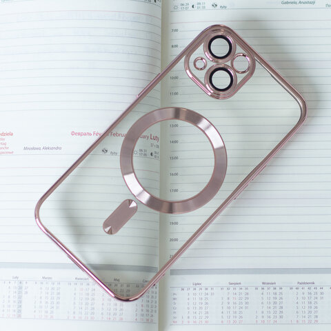 Nakładka Color Chrome Mag do iPhone 15 6,1" różowo-złota