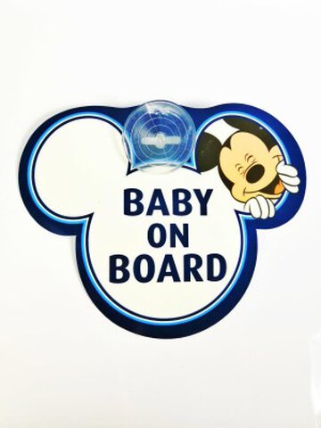 Naklejka przyssawka ostrzegawcza Baby on board Disney Mickey