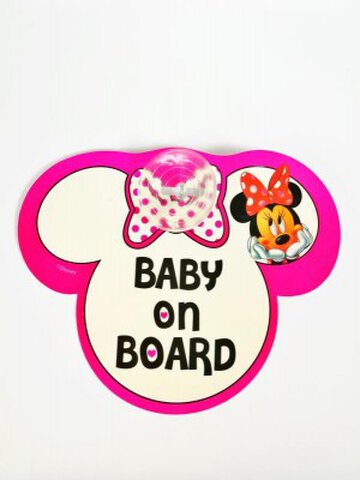 Naklejka przyssawka ostrzegawcza Baby on board Disney Minnie
