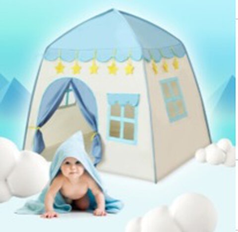 Dziecięcy namiot, zamek kwadratowy z gwiazdkami niebieski 140 cm