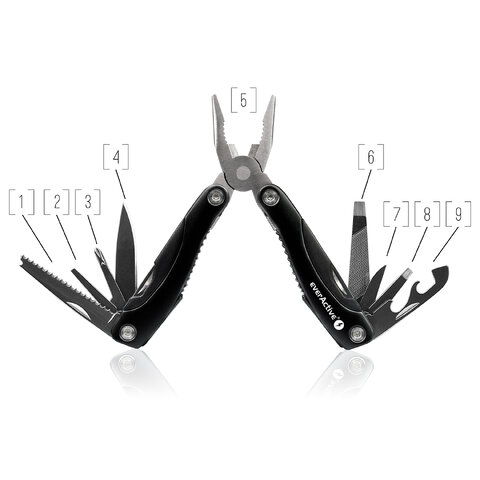 Narzędzie wielofunkcyjne (multitool) 9w1 everActive czarny duży