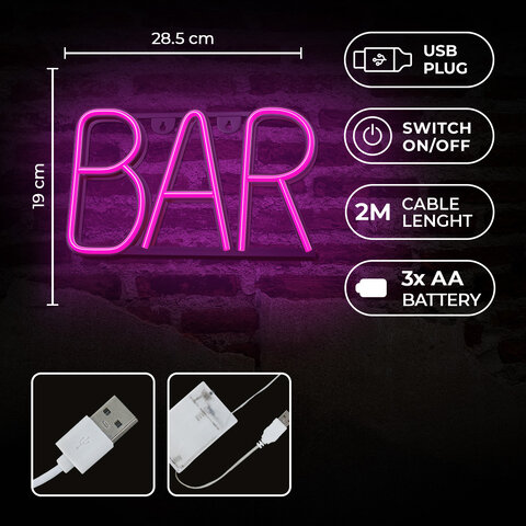 Neon LED BAR róż Bat + USB FLNE24 Forever Light Neon LED BAR róż Bat + USB FLNE24 Forever Light