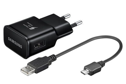 Oryginalna ładowarka sieciowa USB Samsung EP-TA20EBE Adaptive Fast Charge + kabel Goobay 46557 microUSB