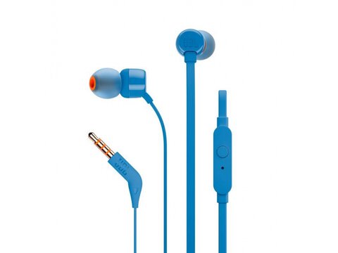 Oryginalne słuchawki JBL T110 PureBass dokanałowe Niebieskie