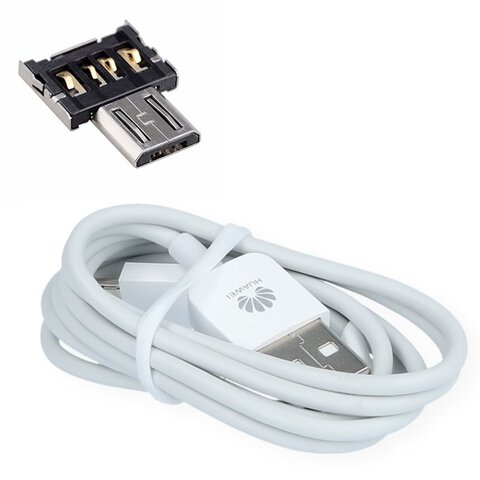 Oryginalny kabel Huawei C02450768A microUSB 1m biały + Nano Adapter OTG microUSB Skystars