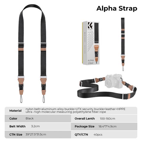 Pasek do aparatu K&F Concept Alpha Strap - czarny