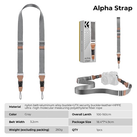 Pasek do aparatu K&F Concept Alpha Strap - szary