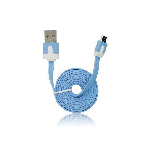 Płaski kabel micro USB 1m niebieski