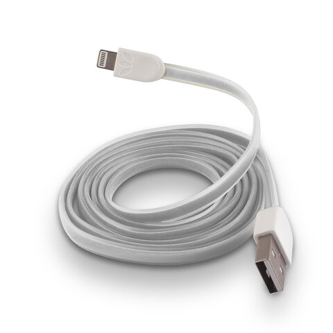 Płaski kabel silikonowy USB do Apple iPhone 5 / 6 biały