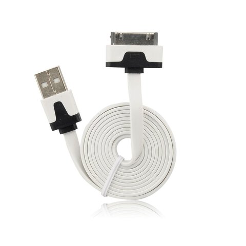 Płaski kabel USB do iPhone 3 / 4 30pin 2m biały