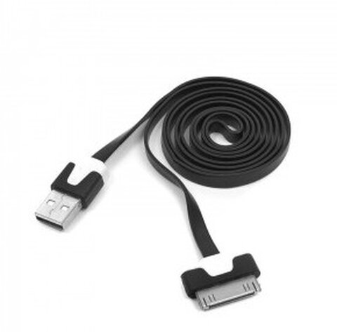 Płaski kabel USB do iPhone 3 / 4 30pin 1m czarny