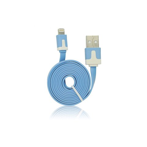 Płaski kabel USB do iPhone 5 / 6 8pin lightning 1m niebieski