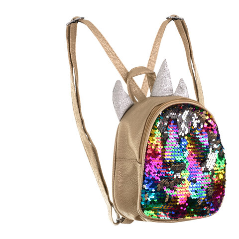 Plecak mini jednorożec dla przedszkolaka złoty z kolorowymi cekinkami