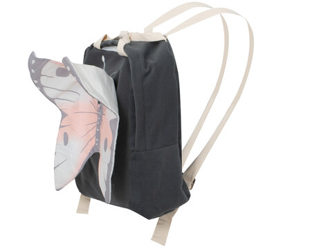 Plecak z motylem dla przedszkolaka ciemnoszary 34 cm