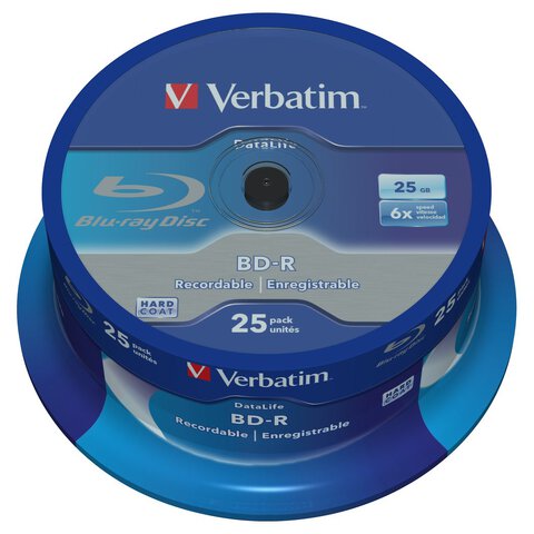 Płyty Blu-Ray BD-R 25GB 6x VERBATIM DataLife cake 25
