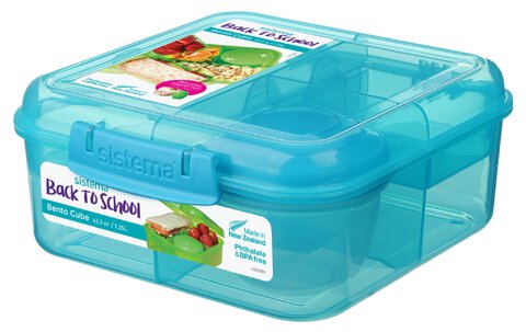 Pojemnik śniadaniowy na żywność Bento Cube Lunch Box Back To School 1.25L niebieski