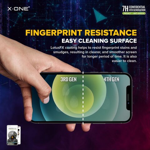 Protektor LCD X-ONE Extreme Shock Eliminator 4th gen. Privacy - do iPhone 13 Pro Max/14 Plus