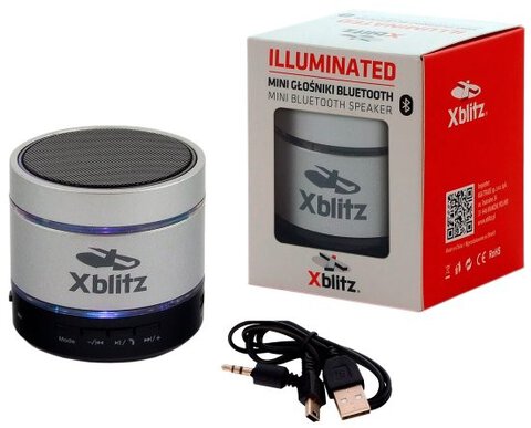 Przenośne głośniki bluetooth z mikrofonem i odtwarzaczem MP3 Xblitz Illuminated HD srebrne