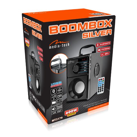 Przenośny głośnik bluetooth stereo z odtwarzaczem MP3 Media-Tech BoomBox Silver MT3179