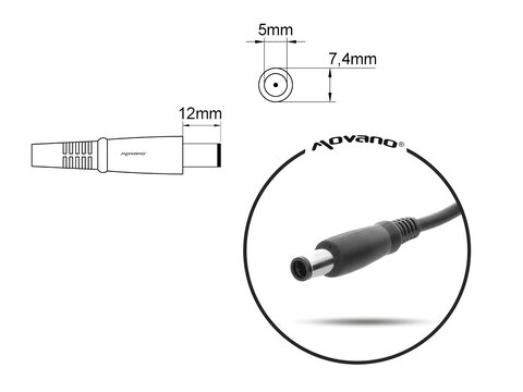 Przewód do zasilacza / ładowarki Dell (7.4x5.0 z bolcem PIN) - 230W