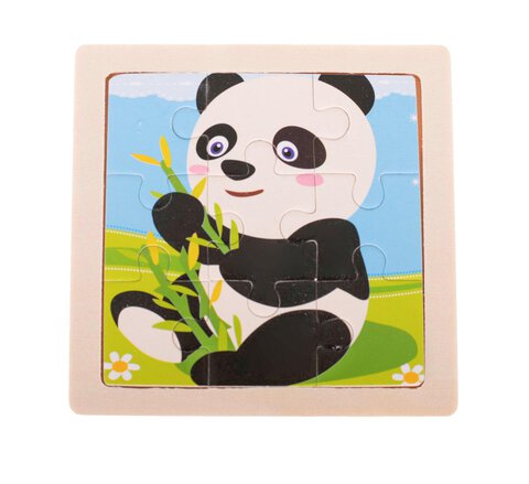 Puzzle drewniane 9 elementów, 11 cm x 11 cm - panda