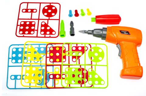 Edukacyjne Klocki puzzle z wkrętarką w walizce 151 elementów