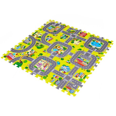 Duże puzzle piankowe mata z wzorem miasta 9 elementów