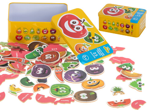 Puzzle układanka w puszce dla dzieci owoce i warzywa 25 elementów