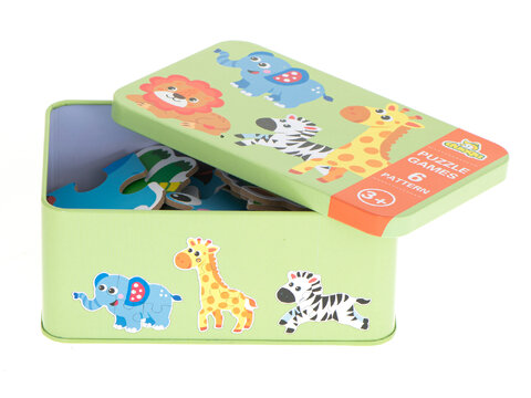 Puzzle układanka w puszce dla dzieci zwierzątka safari 25 elementów