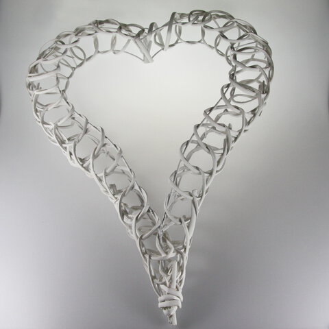 Rattanowe serce dekoracyjne białe DMH45 cm