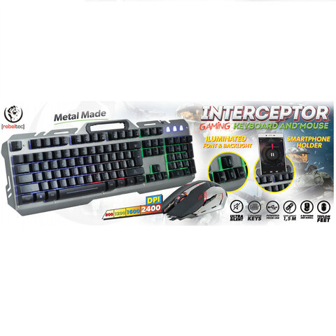 Rebeltec zestaw przewodowy: klawiatura LED + mysz dla graczy INTERCEPTOR 2