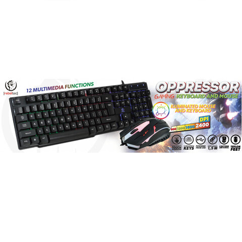 Rebeltec zestaw przewodowy: klawiatura LED + mysz dla graczy OPPRESSOR