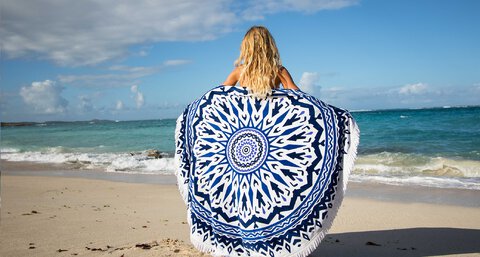 Ręcznik plażowy okrągły Boho Flaming 150cm